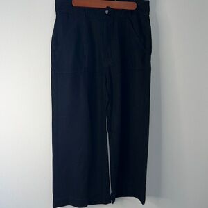 7 For All Mankind black wide leg high rise Sz 27 cropped pants belted